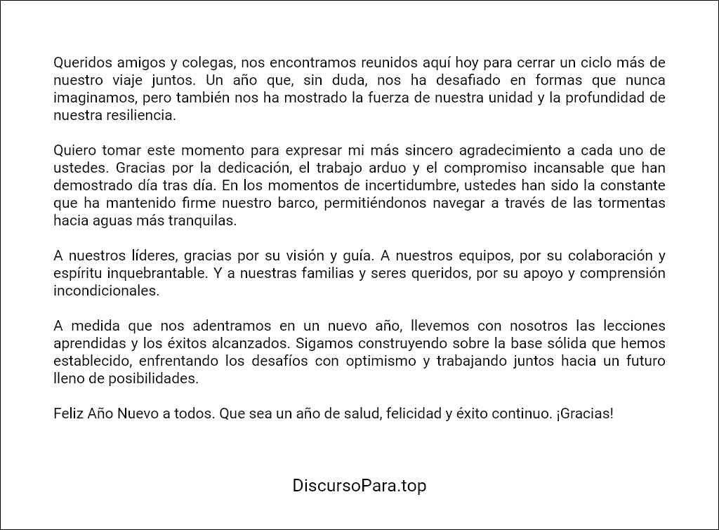 ejemplo de Discurso de agradecimiento de fin de año 