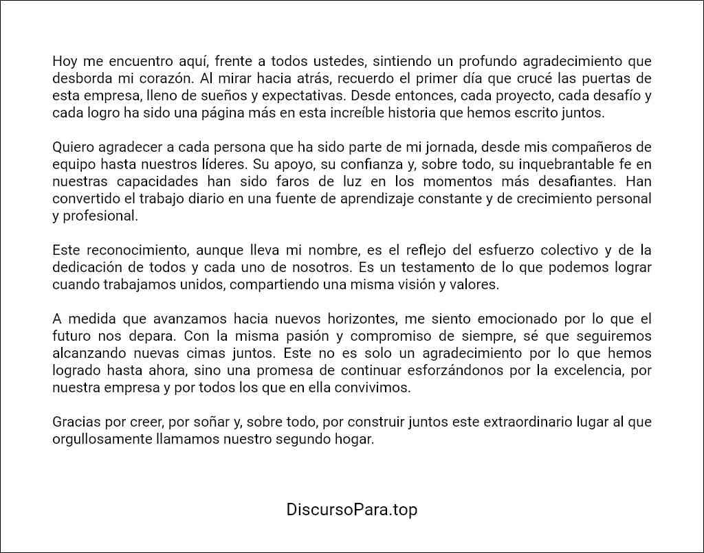 como elaborar un Discurso de agradecimiento laboral