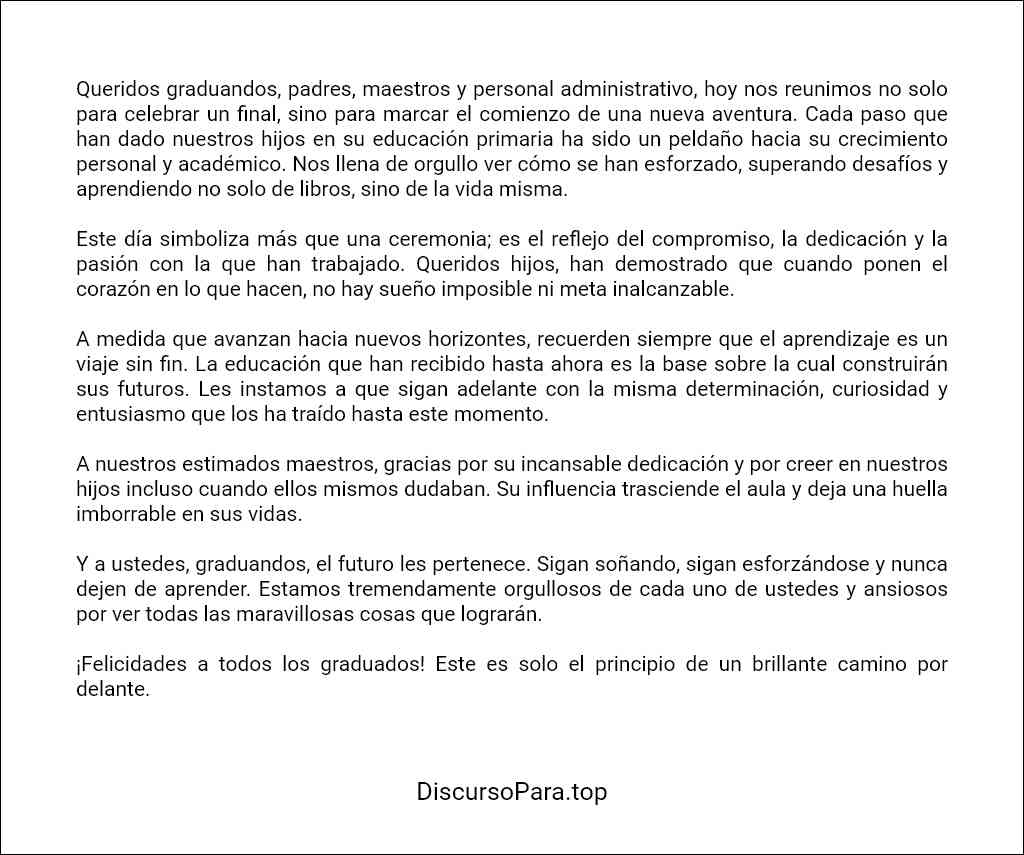 como elaborar un Discurso de padres para graduación de primaria