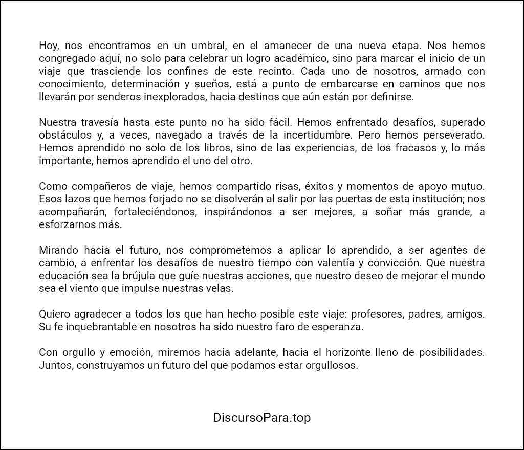 plantilla de Discurso de un estudiante en su graduacion 