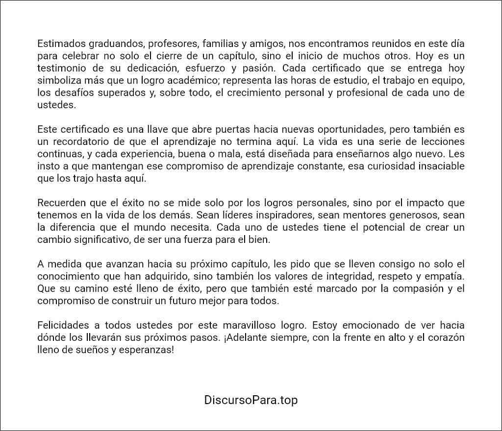 como redactar un Discurso para entrega de certificados