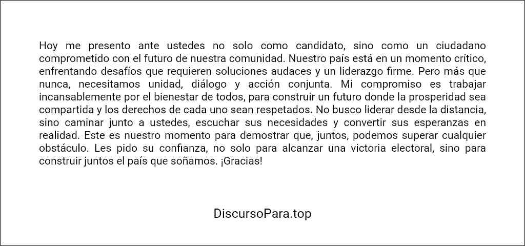 plantilla de Discurso político para candidatura corto 
