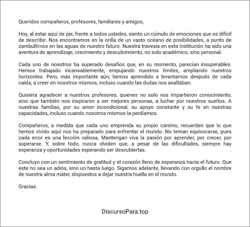 como elaborar un Discurso de egresados