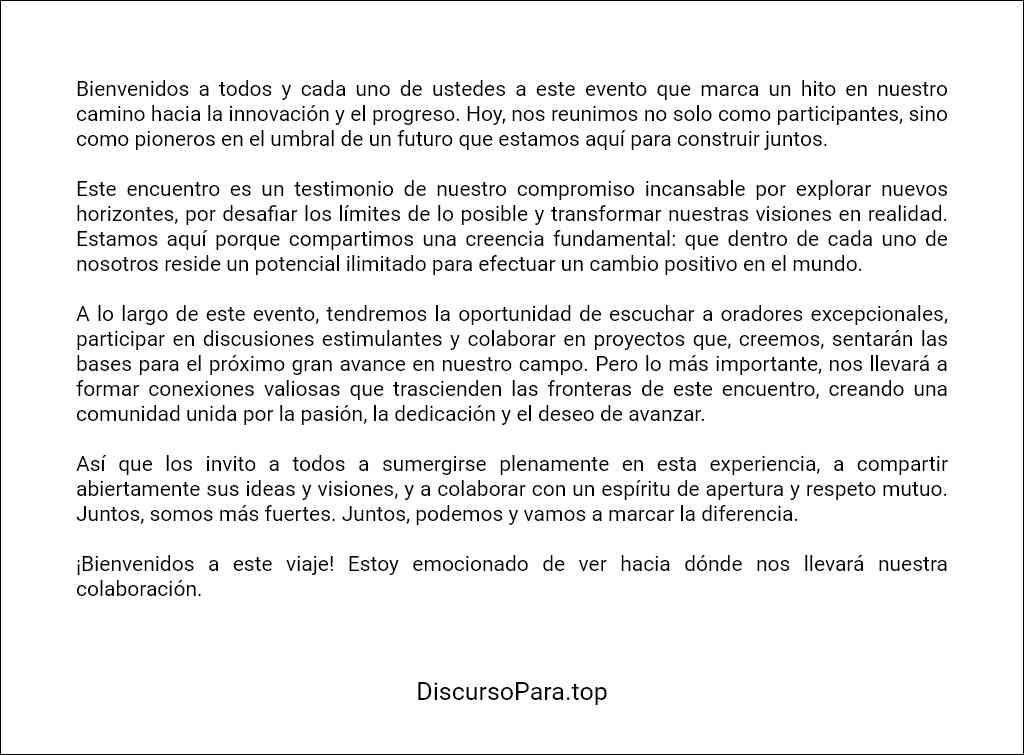 plantilla de Discurso de apertura de evento 