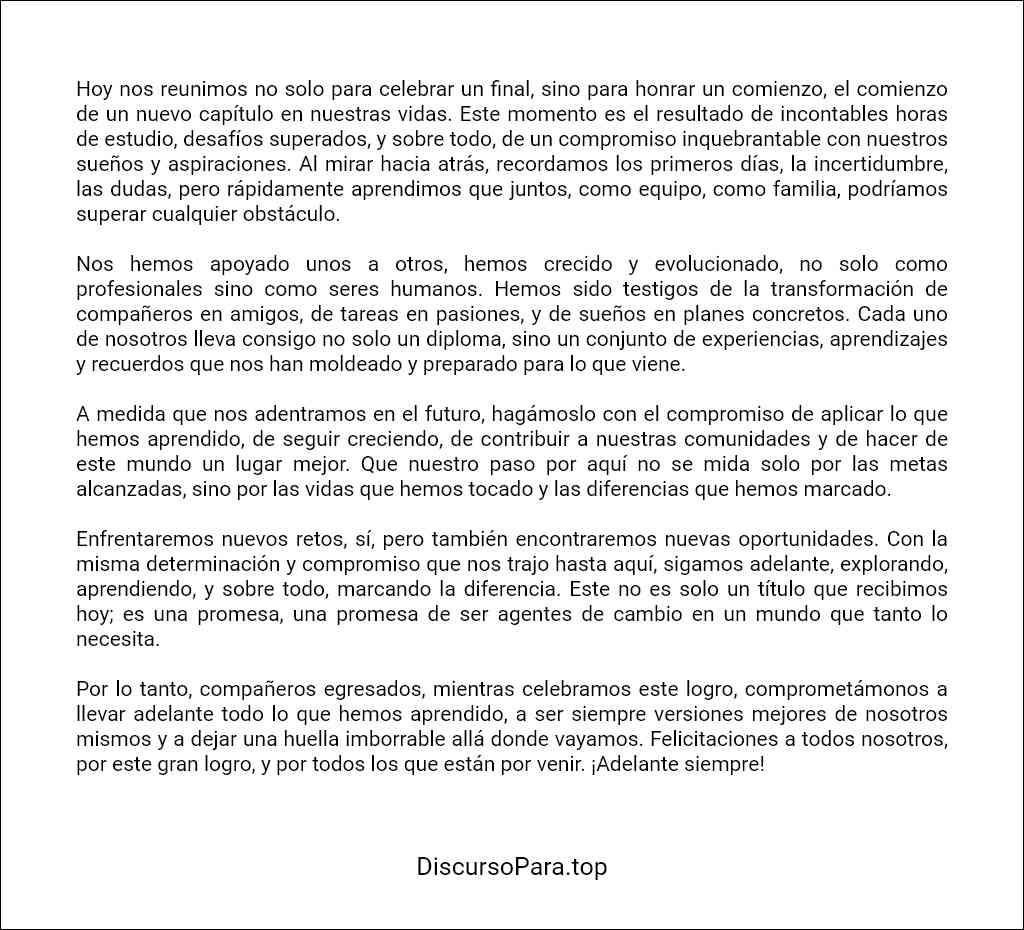 Discurso de egresados formato