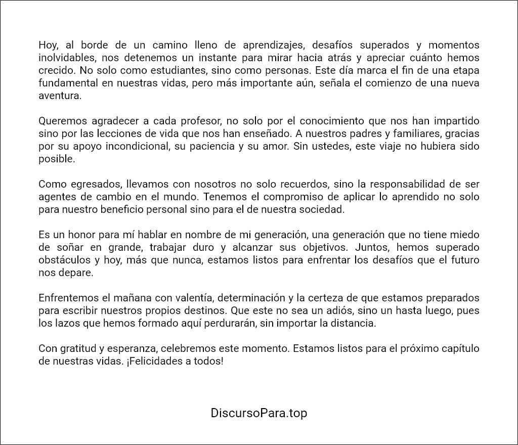 modelo de Discurso de egresados de secundaria