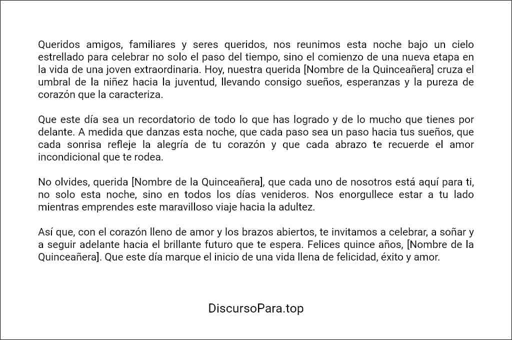 como elaborar un Discurso presentacion de quinceañera 