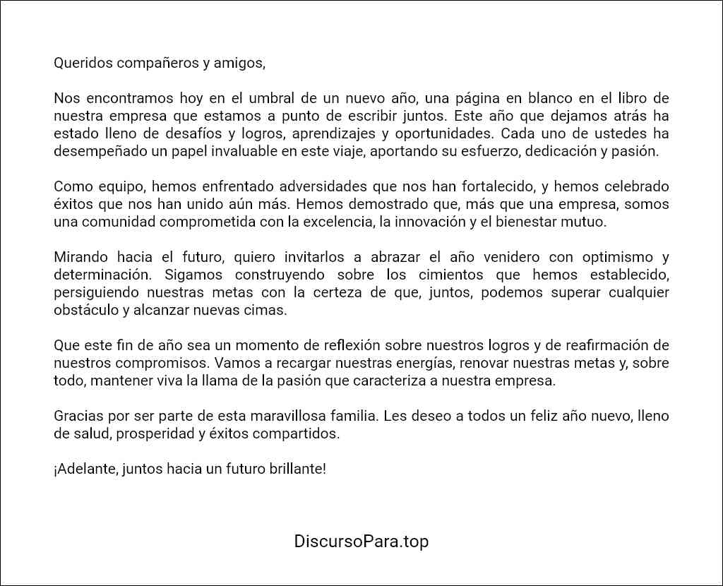 ejemplo de Discurso de fin de año empresarial 