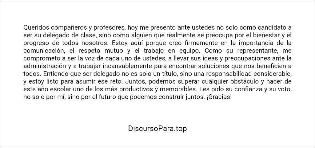 Discurso para ser delegado de clase ejemplo